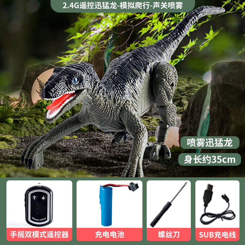 2.4G Wireless Hand Gravity Remote Control Electric Sound Light Dinosaur Spray Simulation Raptor Model