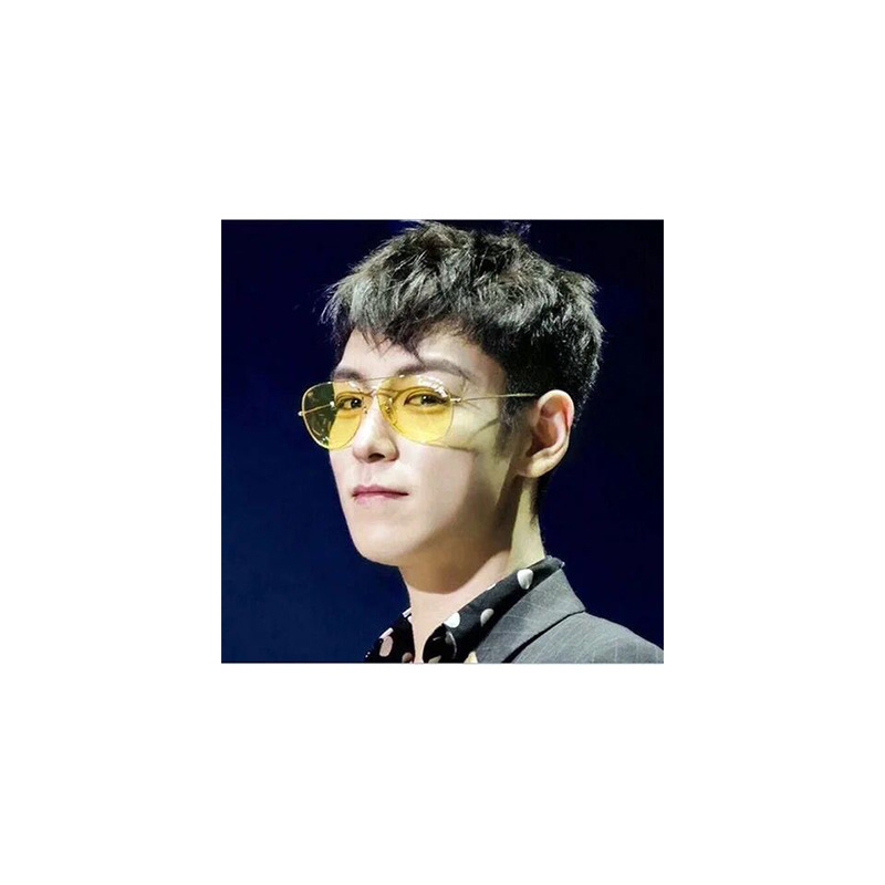 Korean Star Top G-Dragon GD Same Style Yellow Transparent Sun Glasses Men Trendy Retro Night Vision Sunglasses Women