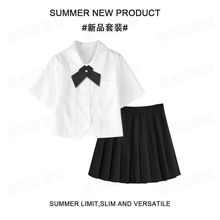 日系jk制服班服学院风英伦风原创jk衬衫短袖夏季新品风琴褶套装女