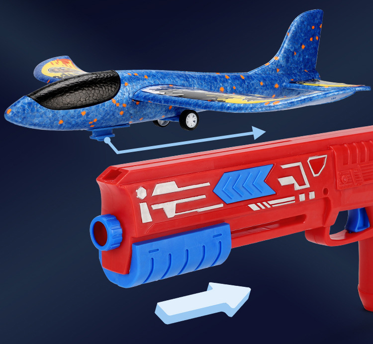 网红新款跨境弹射飞机枪儿童玩具软弹枪手抛泡沫飞机户外弹射飞机