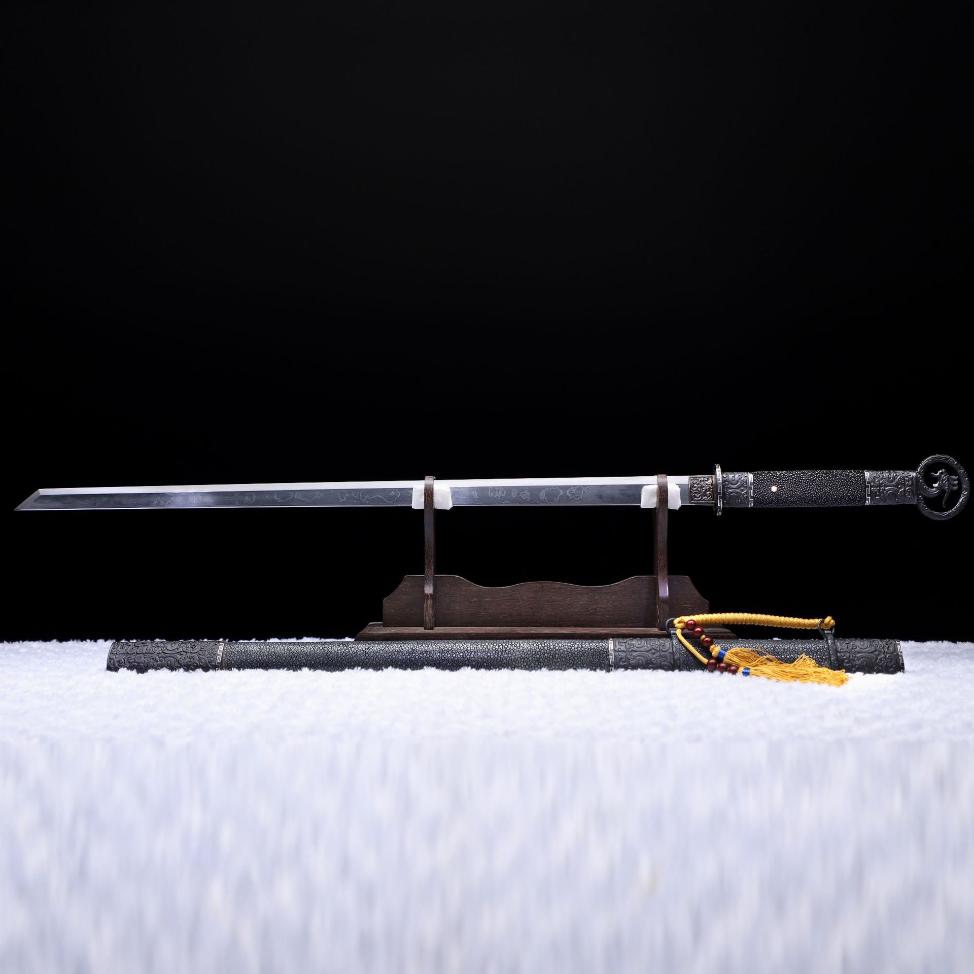 龙泉刀剑一体环首精研唐横刀草钢毛铁硬剑夹钢传统冷兵器未开刃