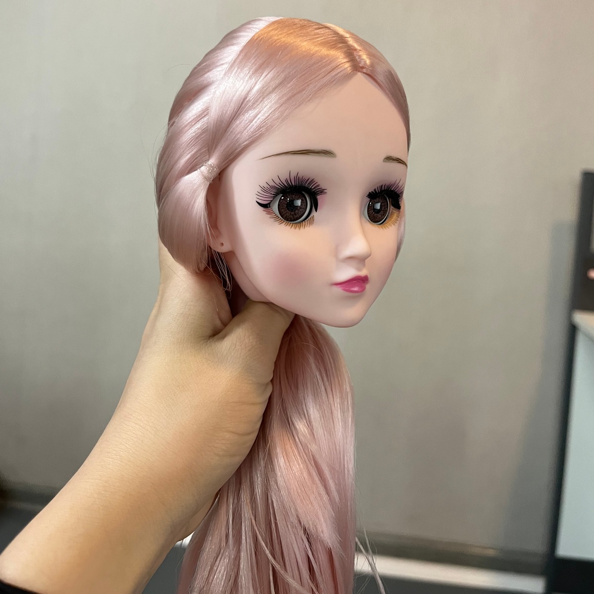 28寸90公分4d眨眼睛公主洋娃娃头 女孩过家家换装娃娃头配件多彩