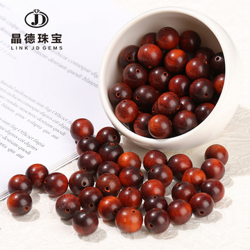 晶德珠宝 印度小叶紫檀散珠佛珠檀木实木圆珠diy饰品配件珠子批发
