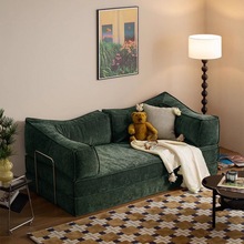 中古风布艺沙发客厅小户型模块复古直排沙发美式轻奢双三人沙发床