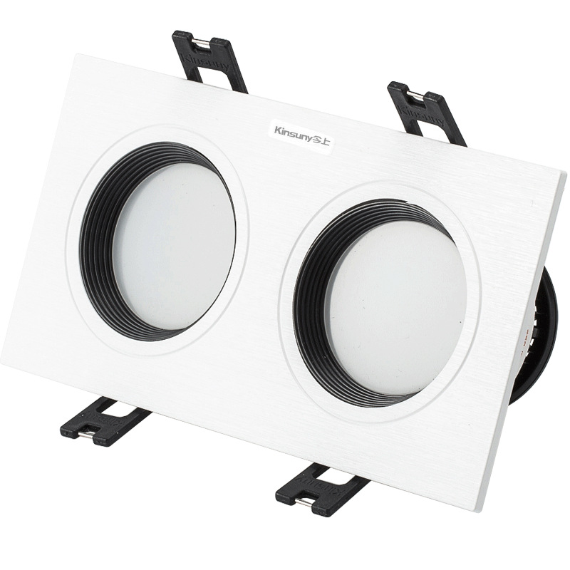 双头筒灯led嵌入式长方形格栅灯无主灯客厅过道双孔豆斗胆灯