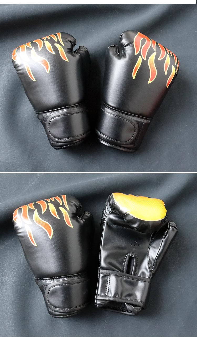 拳击手套火焰拳套成人儿童散打拳套训练比赛手套拳击用品一件代发