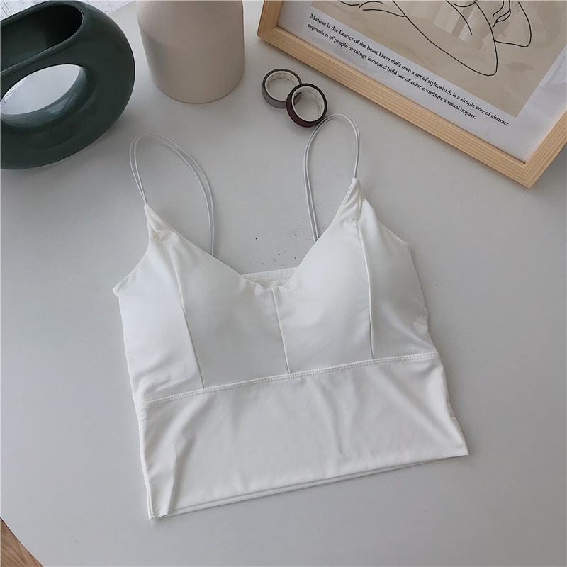 All-Matching Girlish Outer Wear with Braces and Breast Pad Ice Silk Back Shaping Sleeveless Top Innerwear Bottoming Vest Tube Top Bra Summer
