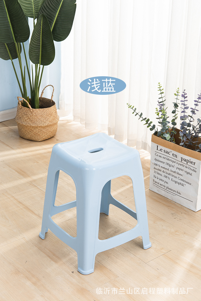 加厚塑料凳子成人餐桌高板凳客厅简约方凳子熟胶椅子曲面凳子批发