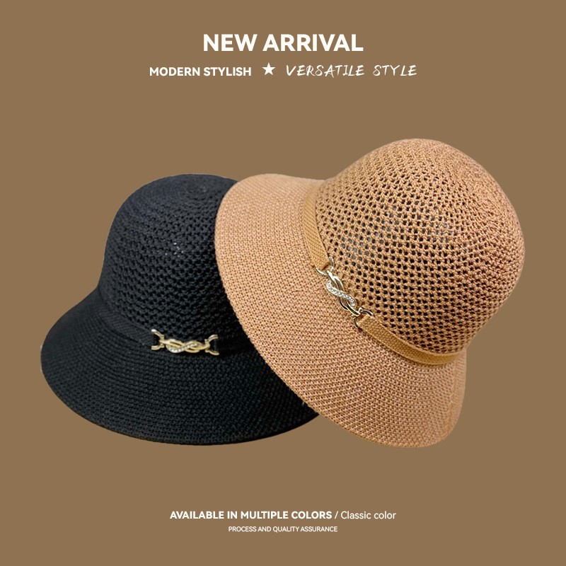 Hat Women's Spring and Autumn Sunshade Fashion Fisherman Hat Temperament Leisure Counter Same New Travel Sun-Proof Face-Looking Billycock