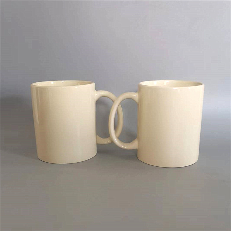 Straight Beige Ceramic Water Cup Ceramic Cup Large Capacity Mug Coffee Shop Cartoon Creative Glass Heat-Resistant