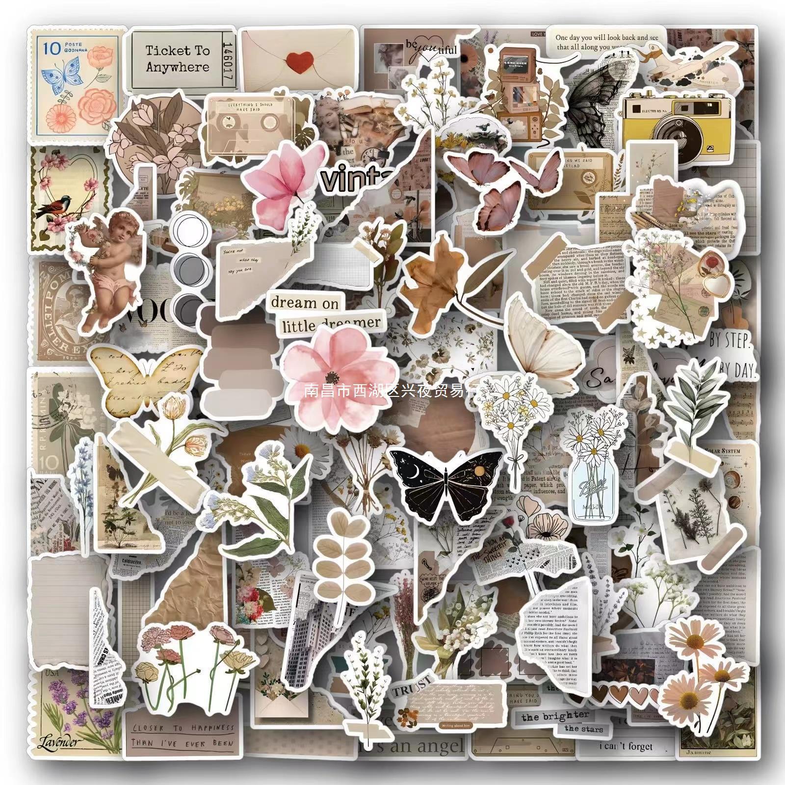 美式复古贴纸手帐手账素材装饰贴画法式欧美海报贴纸可爱风印刷