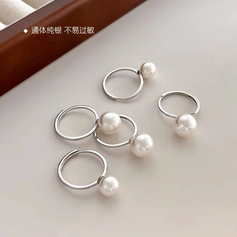 S925 Sterling Silver French Exquisite Single Pearl Ring Female Factory Wholesale Internet Celebrity Same Style Index Finger Openings Ring Generation Hair