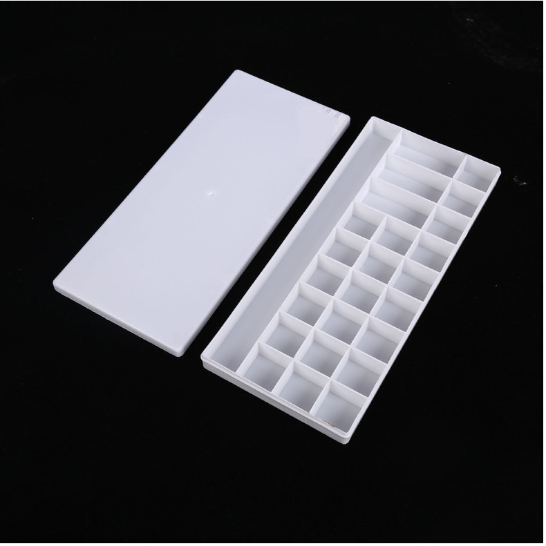 24格25格36格硬盖方形调色盒白色水粉颜料盒丙烯水彩美术用品批发