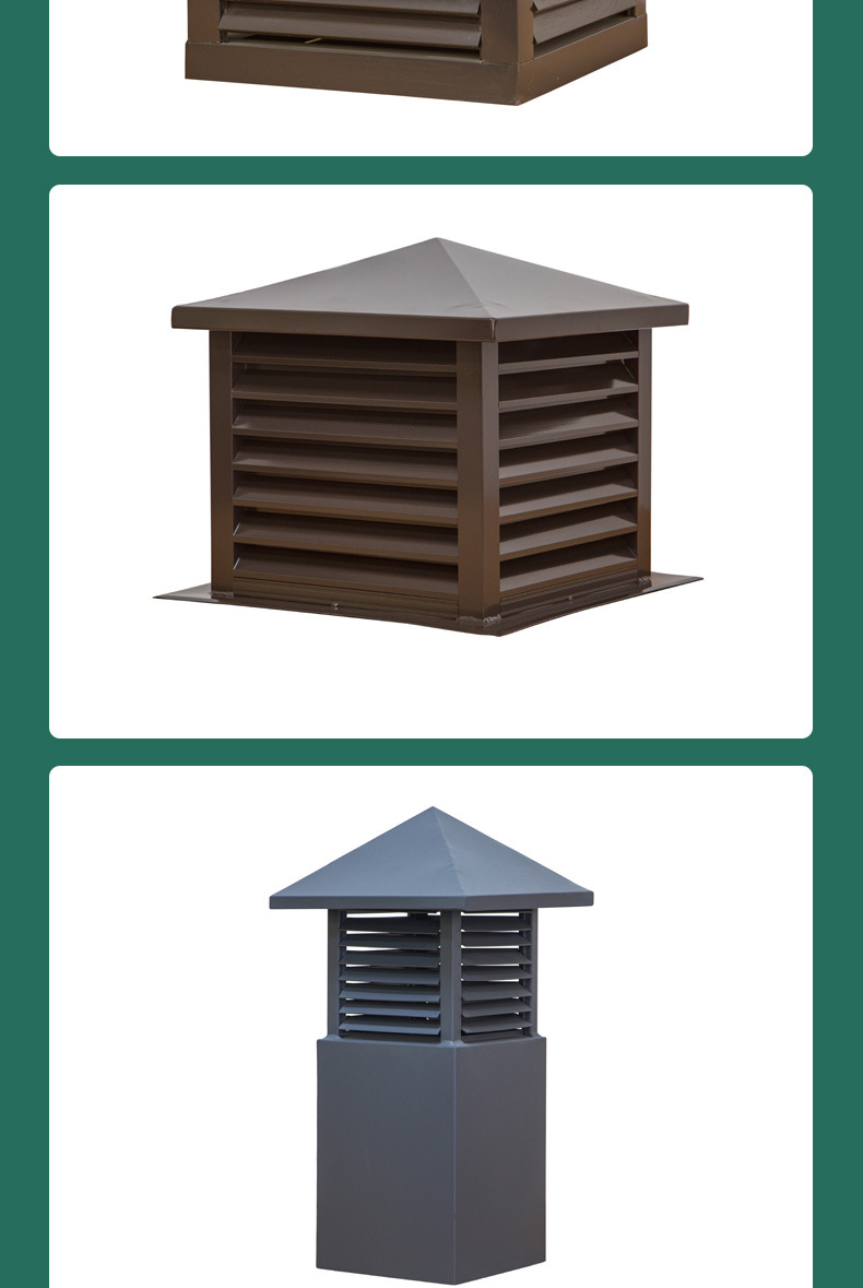 彩铝成品烟囱帽 锥形屋顶排气管道百叶帽 多规格铝合金烟囱帽