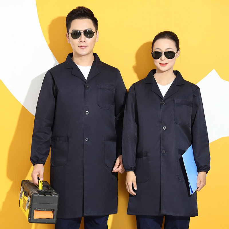 蓝大褂长袖工作服男长款耐脏仓库食品厂搬运工服印字logo防尘