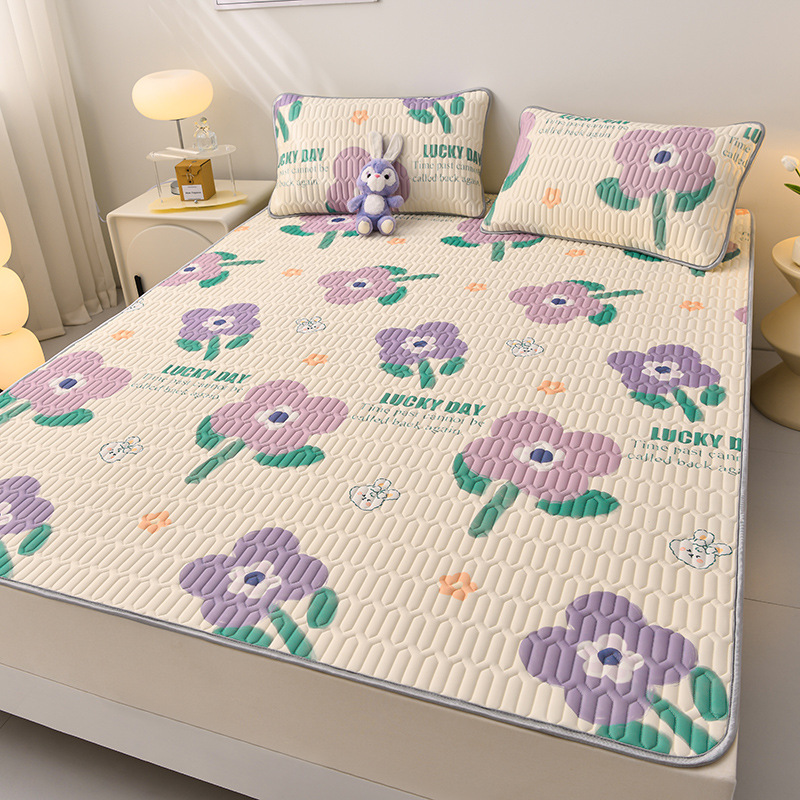 Pure Latex Three-Piece Set of Summer Sleeping Mat Four Fitted Sheet Summer Children's Washable Student Dormitory Single Air Conditioner Mat