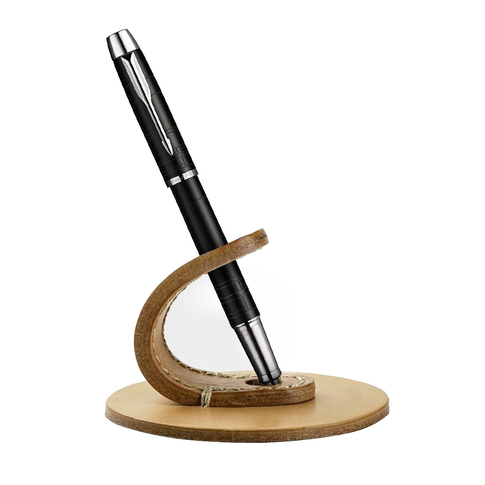 皮革笔筒笔套 桌面钢笔摆件收纳盒 pu皮质创意笔架办公文具收纳盒