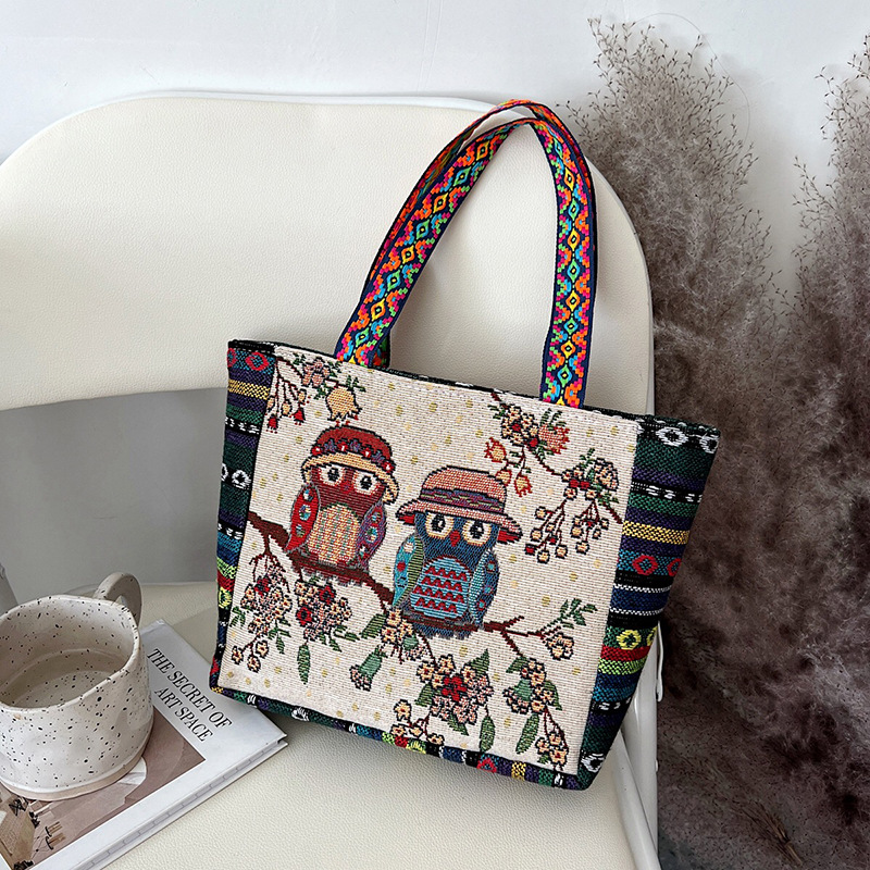 New Ethnic Style Embroidered Handbag Artistic Simple Retro Shoulder Bag Women's Large Capacity Canvas Handbag