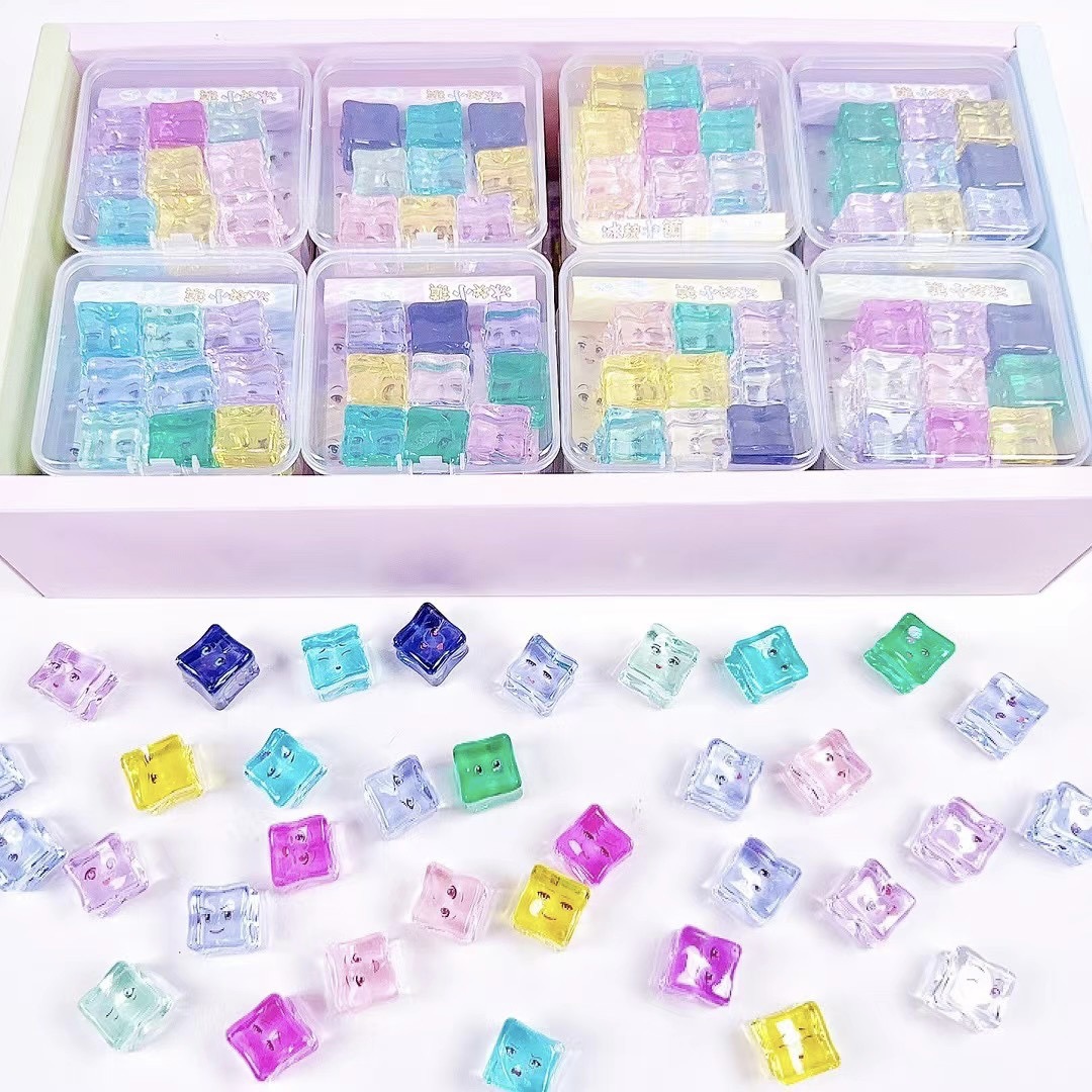 Simulation Transparent Color Ice Cube Miniature Candy Toy Acrylic Square Ice Cube Toy Crystal Stone Shooting Props
