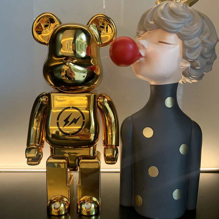 bearbrick暴力熊400%积木熊金银黑闪电亚克力盒摆件潮流玩具公仔