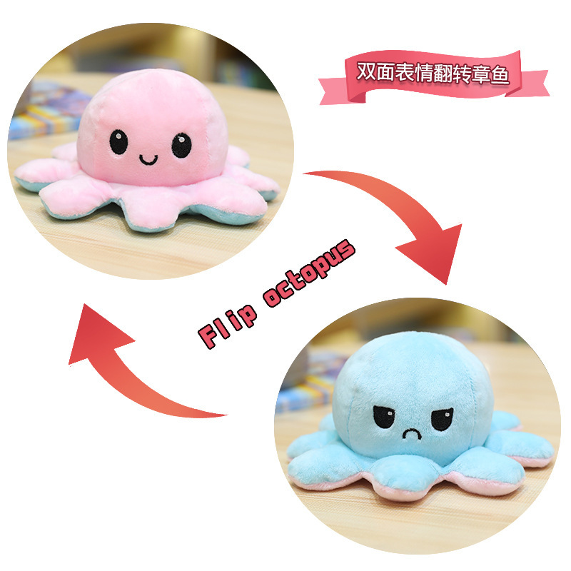 New Cross-Border Double-Sided Flip Octopus Plush Toy Size Two Sides Octopus Figurine Doll Ragdoll Gift