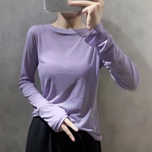 厂家直销韩国长袖T恤女装2022秋季新款纯色圆领打底衫ins宽松显瘦
