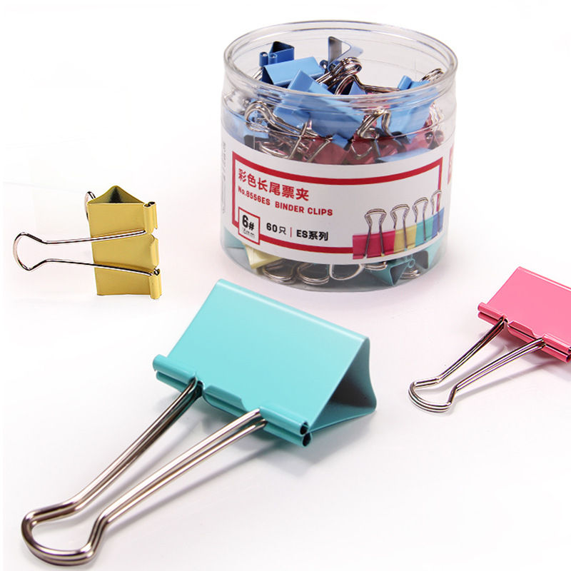 得力长尾夹彩色反尾夹/票夹彩色小中大号燕尾夹凤尾夹票夹书夹子