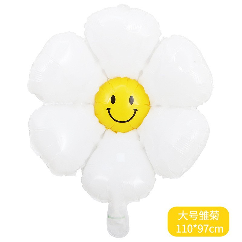 Smiley Face Little Daisy Balloon Aluminum Film White Chrysanthemum Balloon Stall Photo Props Plumeria Rubra Balloon Promotional Gifts