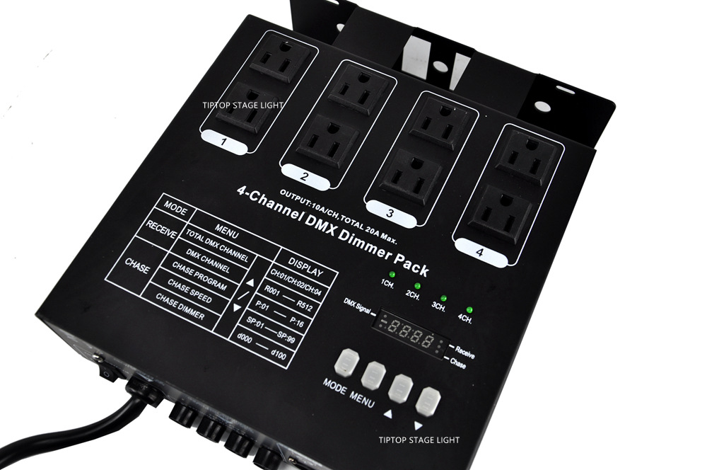 4路舞台灯光dmx512调光器不防水ip20带挂钩美插电源公母输出