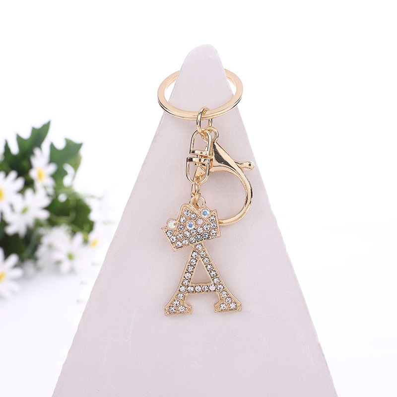 Fashion Korean Style Zinc Alloy Women's Rhinestone Decorative Letters Keychain Elegant Graceful Handbag Backpack Pendant in Stock