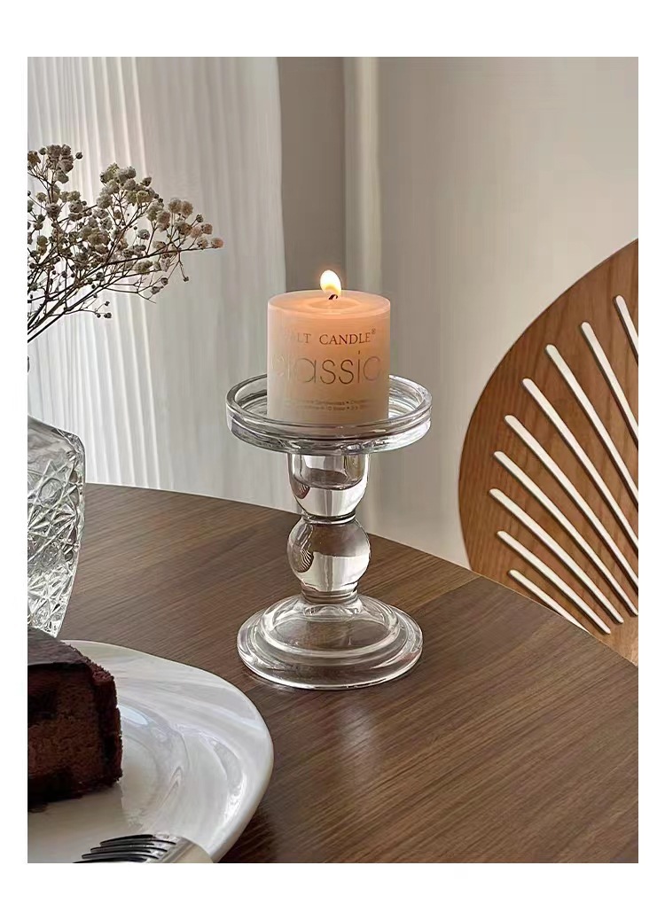 Factory Direct Sales Retro Style Roman Column Glass Candlestick Aromatherapy Candlestick Home Romantic Candlelight Dinner Candlestick Ornaments