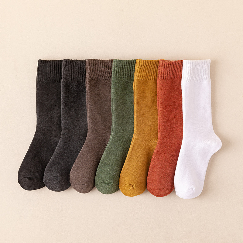 Socks[Customized] Autumn and Winter New Terry-Loop Hosiery Women's Ins Korean Fashion Casual Cotton Socks Tube Socks Winter Socks