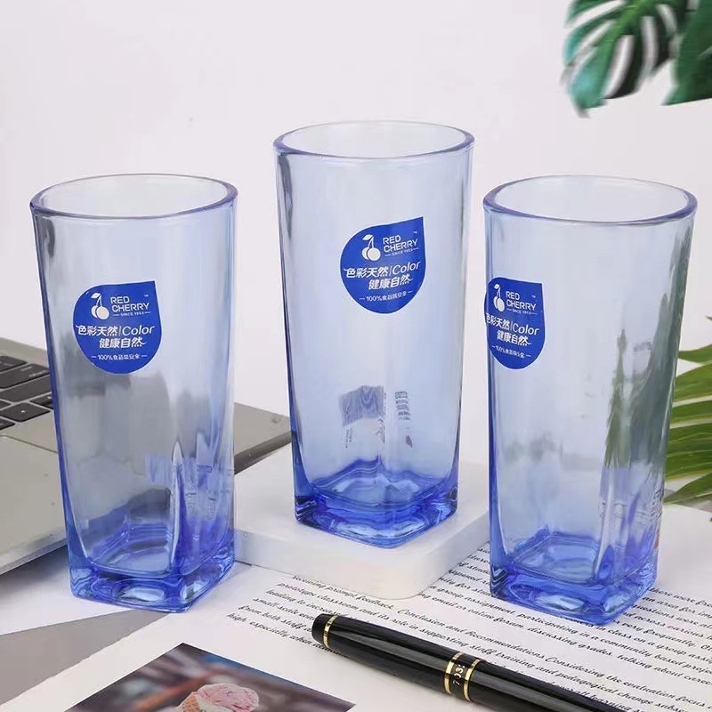 Colorful High Glass Home Cup Lead-Free Glass Thickened Three-Color Glass Clear Transparent Thick Bottom Glass