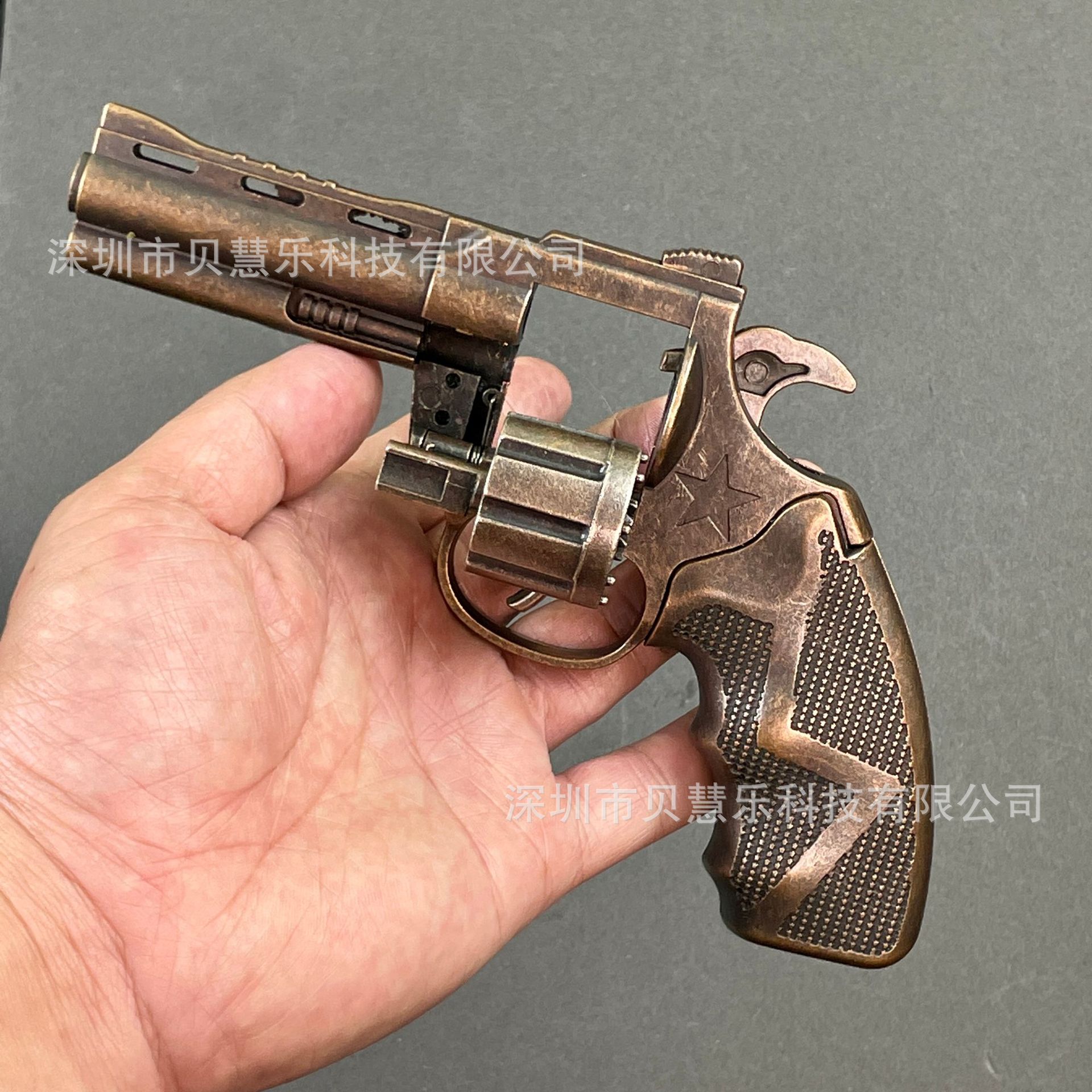 蟒蛇全金属砸炮枪侧开左轮玩具枪合金火炮子枪砸响枪批发不可发射