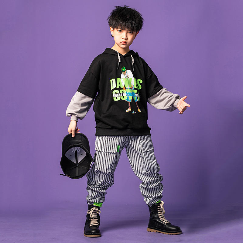 儿童街舞潮服男童嘻哈套装帅气男孩潮牌童装hiphop酷帅运动服装女