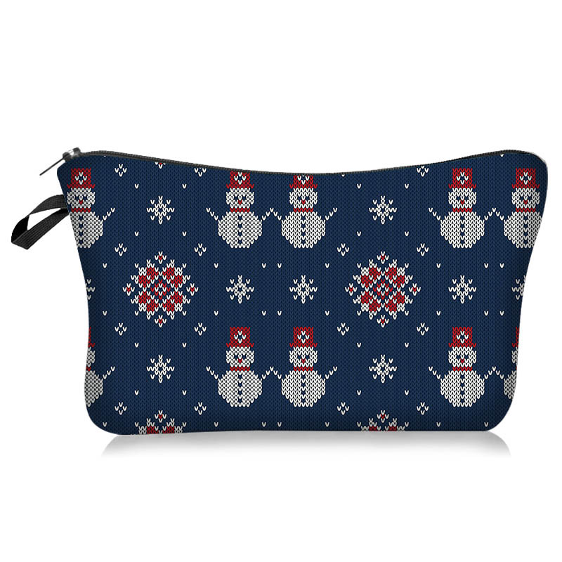Cross-Border New Arrival Christmas Series Cosmetic Santa Claus Snow Bag Handheld Storage Wash Bag Lazy Portable Travel Bag