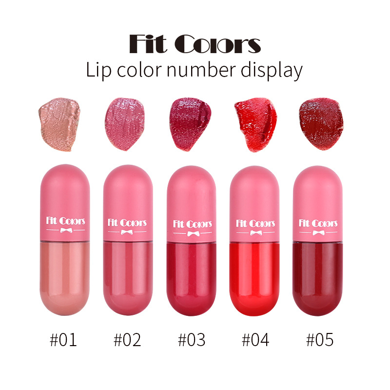 Fit Colors Mini Capsule Lip Gloss 5-Color Box Velvet Matte No Stain on Cup Color Liquid Lipstick Cross-Border