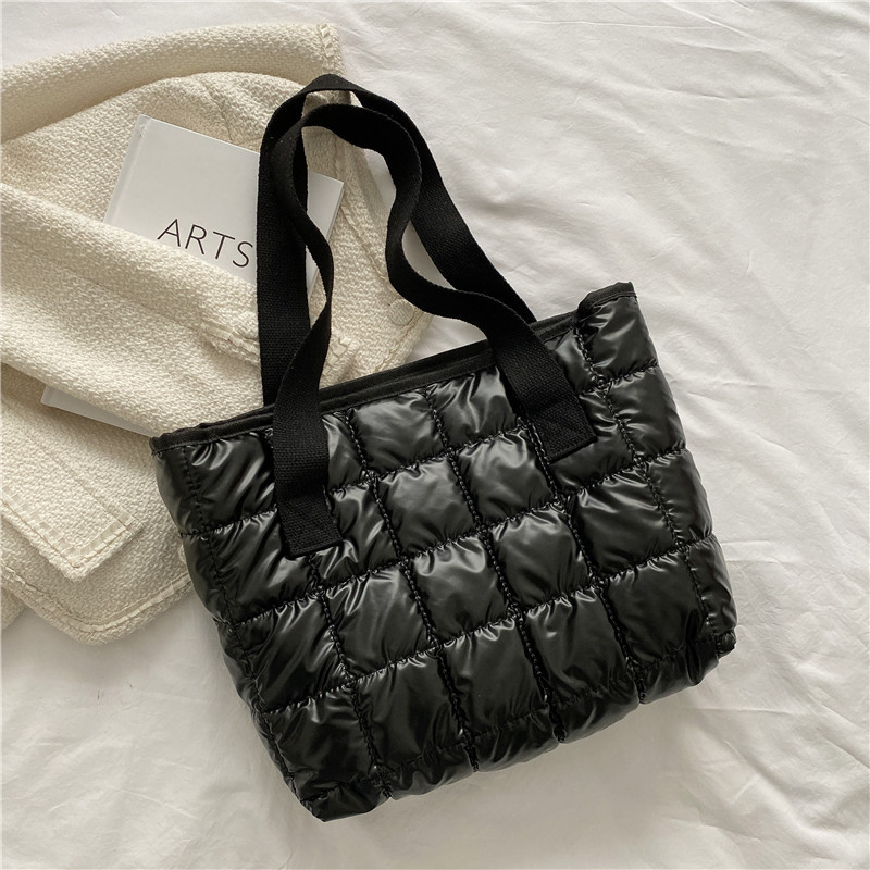 This Year's New down Bag Women's Plaid Handbag Space Cotton Underarm Classic Box Trendy Tote Bag