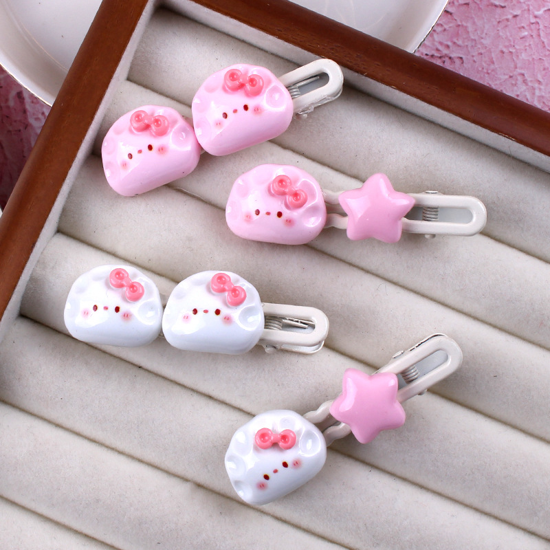 可爱饺子发夹新款韩国少女粉色夹子刘海夹精致鸭嘴夹边夹头饰批发