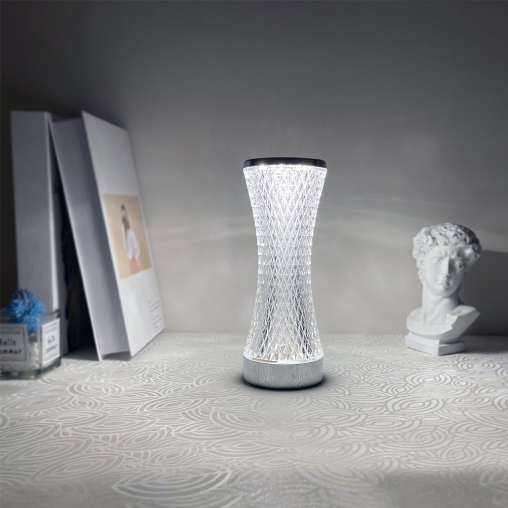 源头工厂现代简约水晶柱型台灯批发ins网红卧室床头usb充电小夜灯