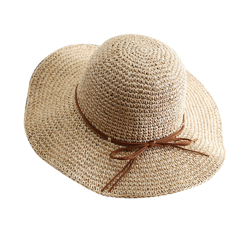 Straw Hat Female Summer Small Fresh Korean Style All-Match Beach Trip Sun Hat Straw Woven Wide Brim Sun-Proof Bucket Hat