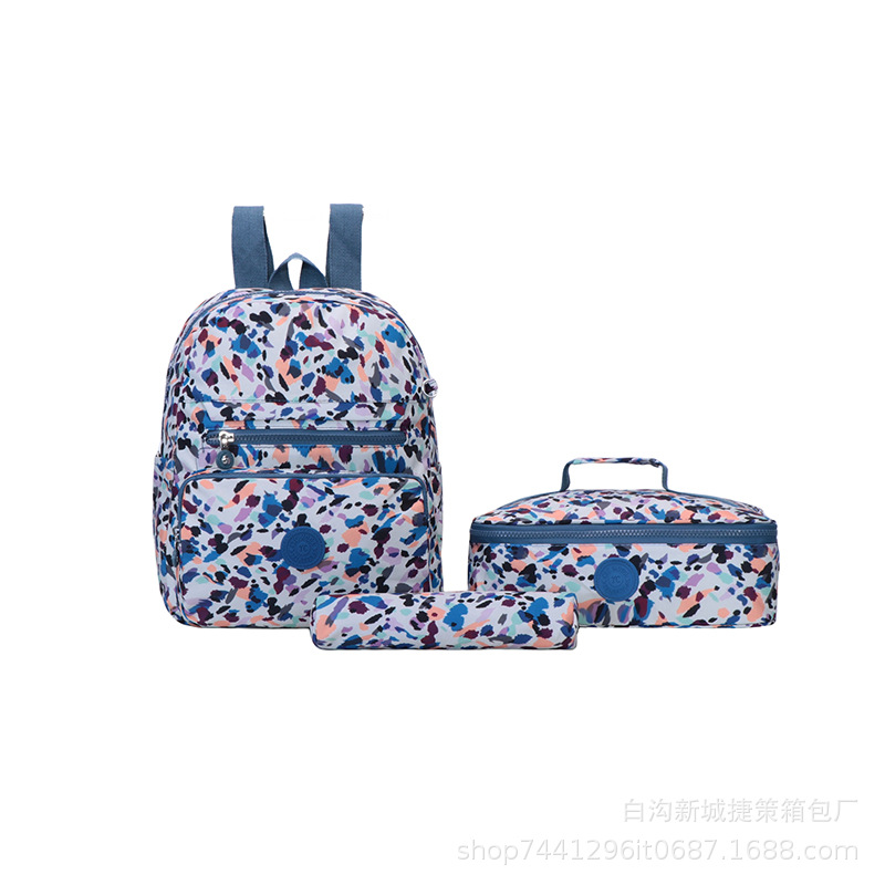 2024 New Pattern Cloth One Piece Dropshipping Backpack Casual Large-Capacity Backpack Three-Piece Set All-Matching Student Bag