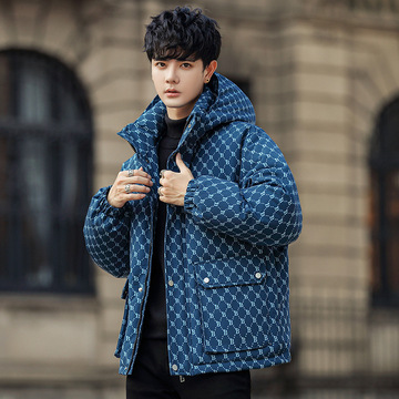 羽绒服男冬季短款连帽潮牌时尚白鸭绒情侣款加厚保暖青年羽绒外套