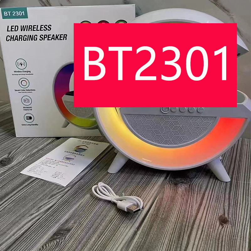 Large G Bluetooth Speaker Wireless Charger Clock Colorful Light Bt3401 Bt2301 G500 G2388 Bluetooth Speaker