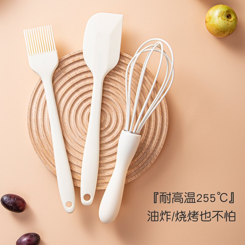 Silicone Baking 3-Piece Cake Butter Knife Scraper Kitchen Household Egg Beater Barbecue Oil Brush Gadget