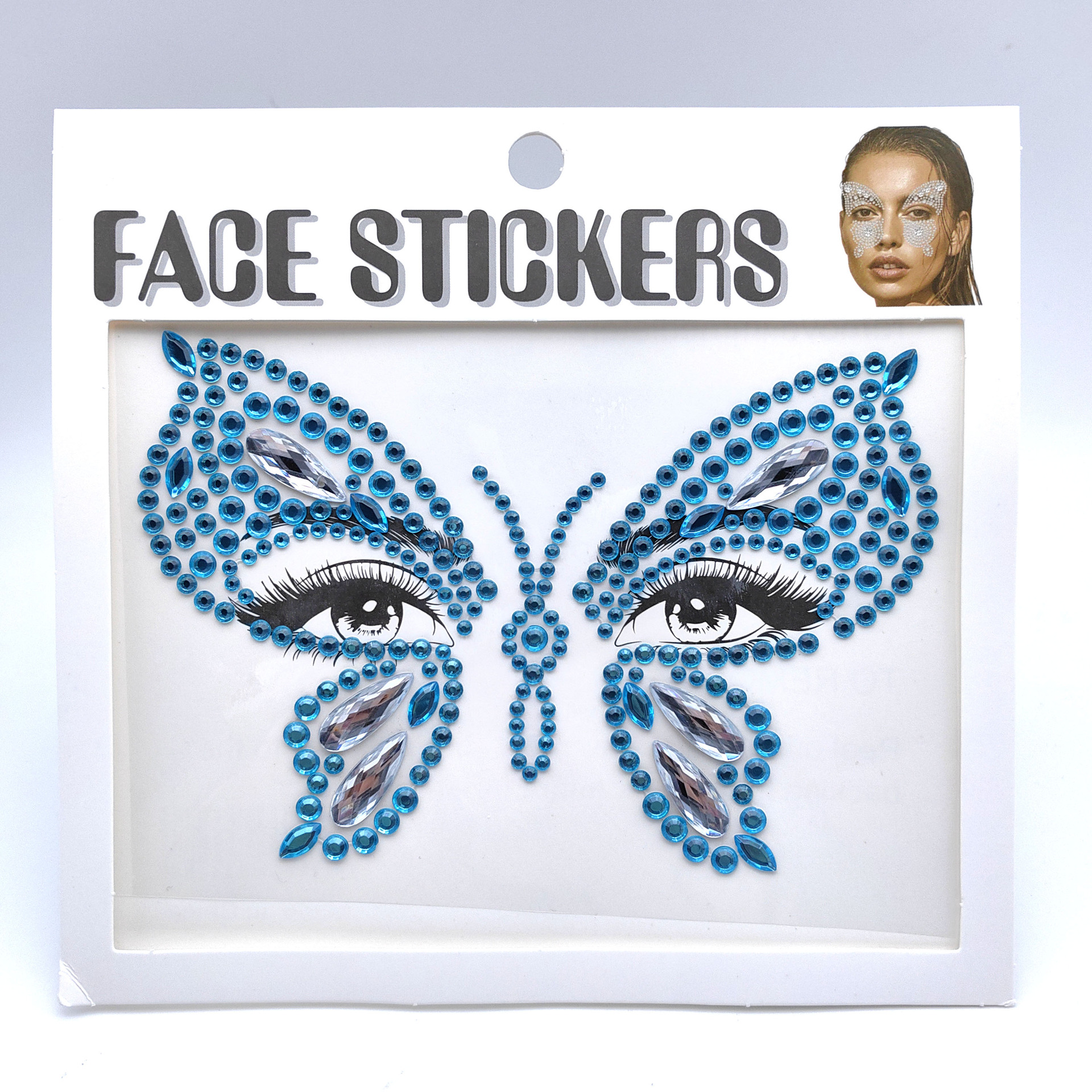 New Face Pasters Eye Face Diamond Masquerade Halloween Decoration Stick-on Crystals Decorative Personality Stage Makeup Stickers Butterfly