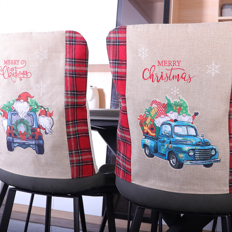 Christmas Decoration Supplies Christmas Table and Chair Cover Santa Claus Chair Cover Christmas Blue Truck Chair Cover