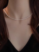 强光细链珍珠项链女2023新款爆款夏锁骨链轻奢小众设计高级感颈链