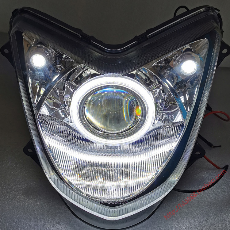 迅鹰大灯摩托车电动车改装 双光透镜迅鹰大灯总成q5 天使眼恶魔眼