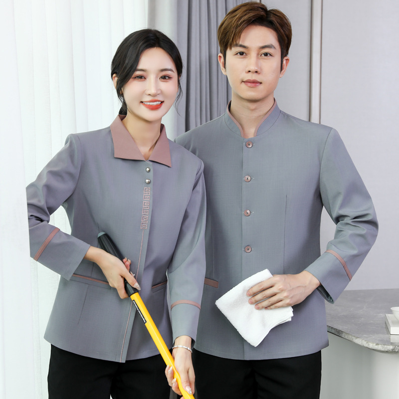 批发新款保洁服秋冬长袖家政物业保洁阿姨工服宾馆客房清洁工制服